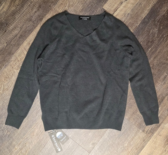 Chanyarn Sweaters - Chanyarn Sweater Womens XL Dark Gray 100% Cashmere V-Neck Knit Pullover NWT